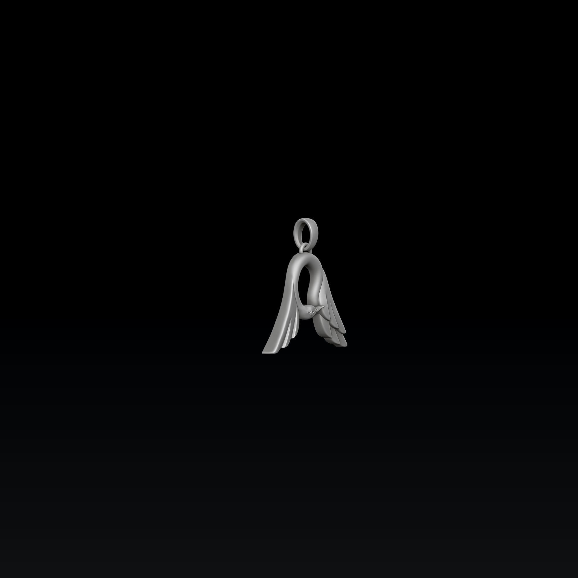 Bird Letter A Pendant 3D print model_6
