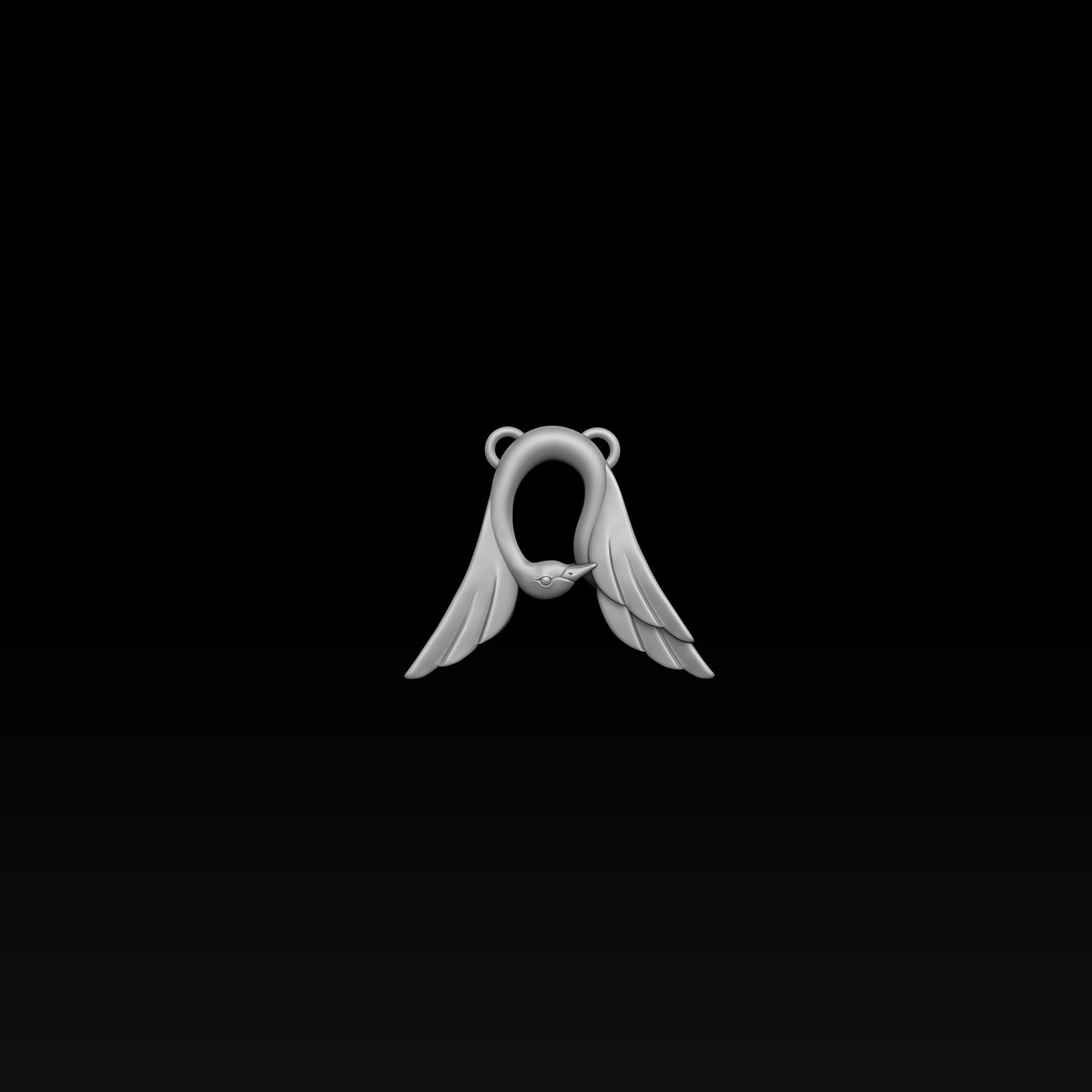 Bird Letter A Pendant 3D print model_4