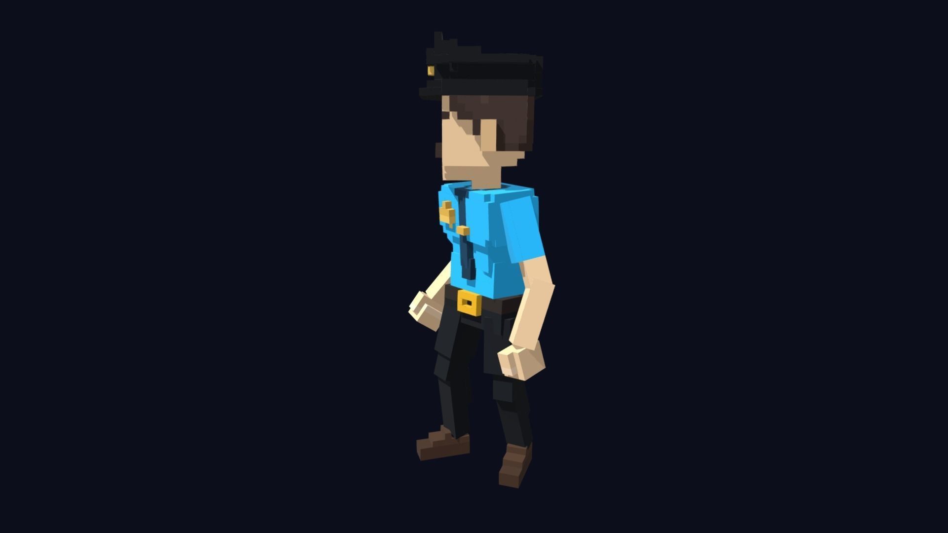 Policeman Character - 3D Voxel Model Low-poly 3D model_3