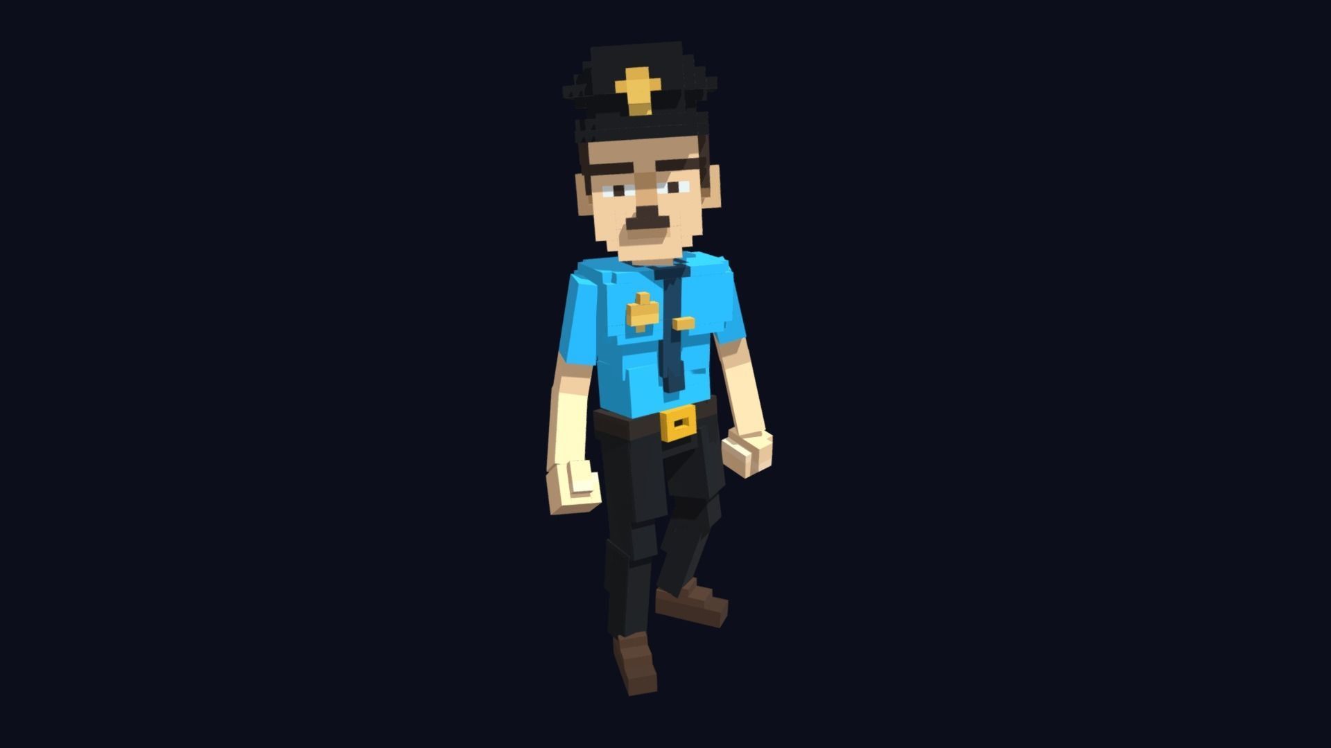 Policeman Character - 3D Voxel Model Low-poly 3D model_2