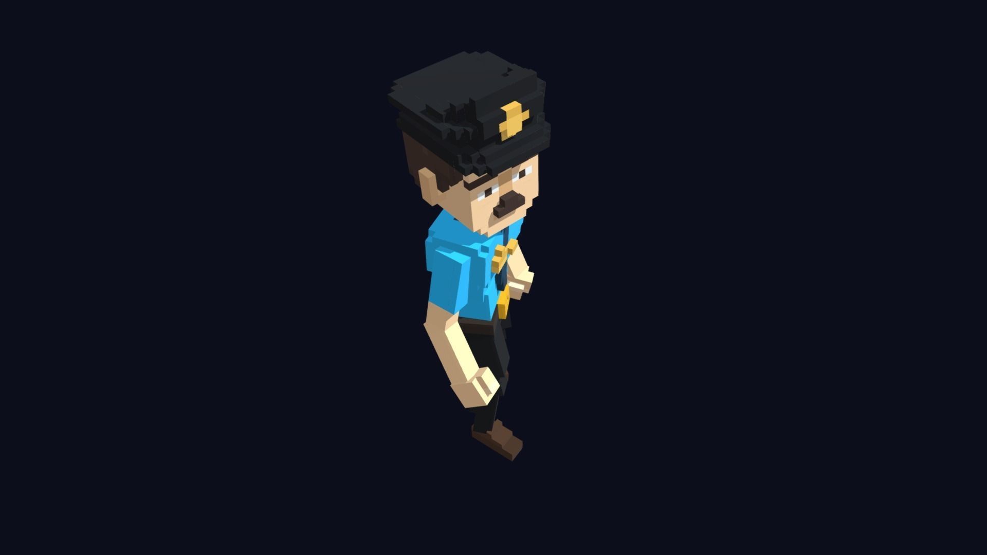 Policeman Character - 3D Voxel Model Low-poly 3D model_6