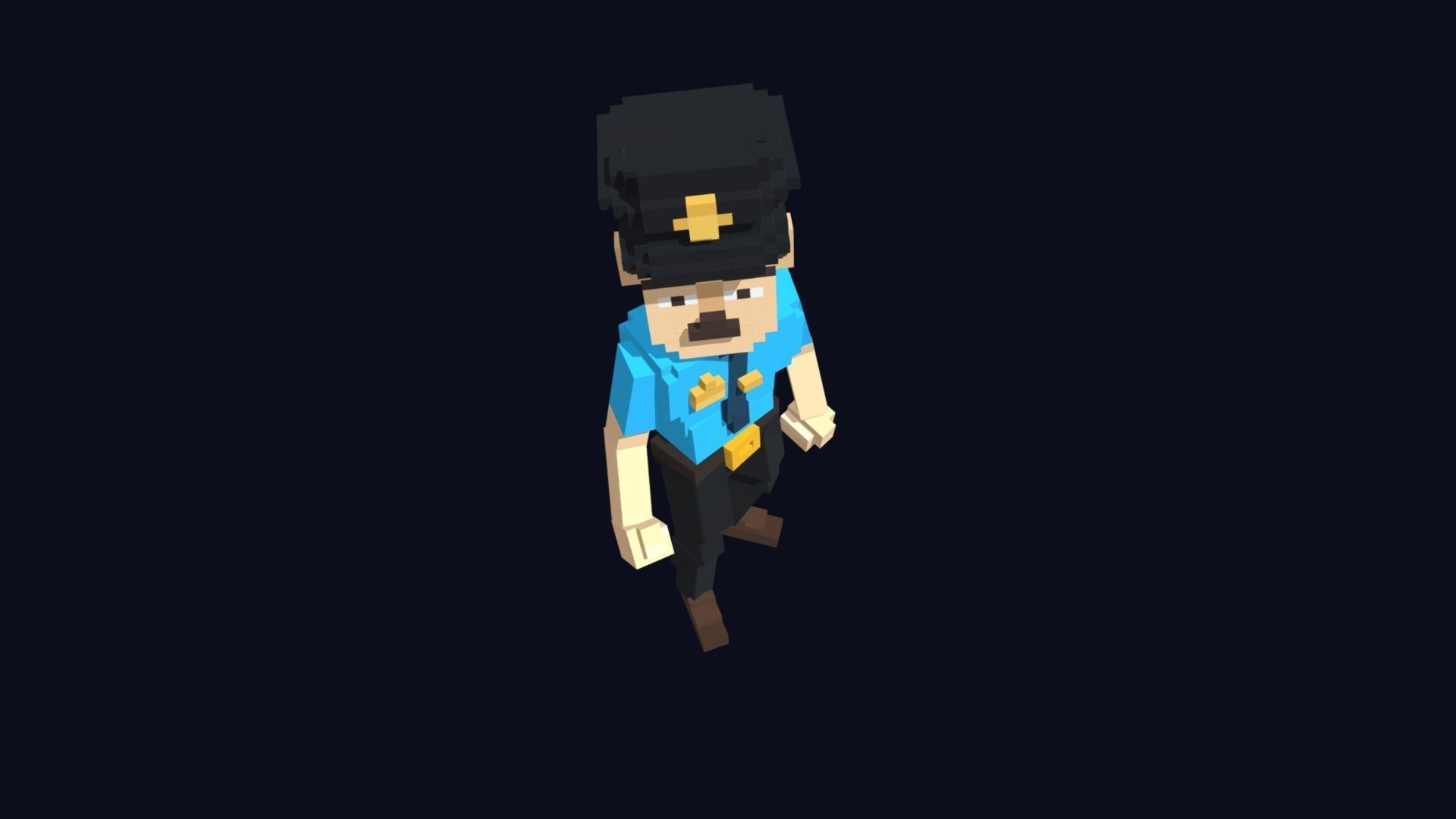 Policeman Character - 3D Voxel Model Low-poly 3D model_9