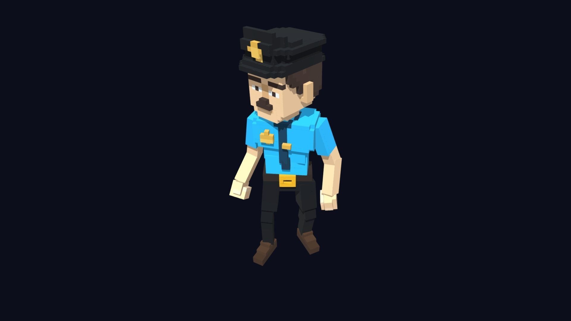 Policeman Character - 3D Voxel Model Low-poly 3D model_7