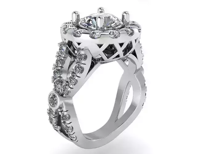 Princess Halo Diamond Ring  2341 3D print model 