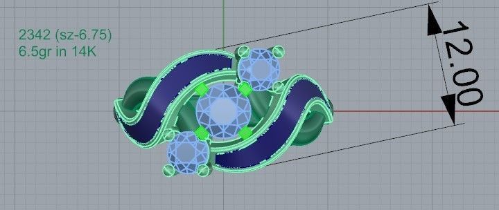 Black and white diamond ring 2342 3D print model 3D print model_4