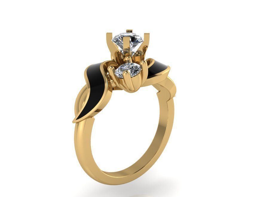 Black and white diamond ring 2342 3D print model 3D print model_1