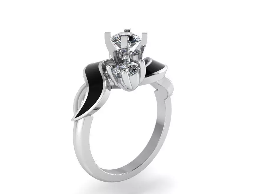 Black and white diamond ring 2342 3D print model 3D print model_0