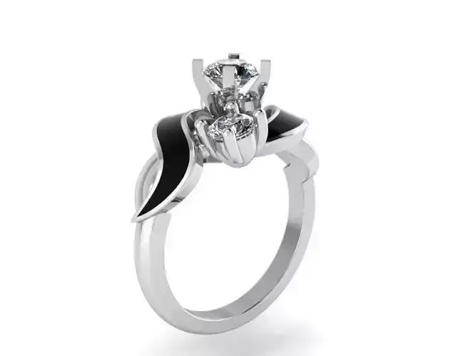Black and white diamond ring 2342 3D print model 