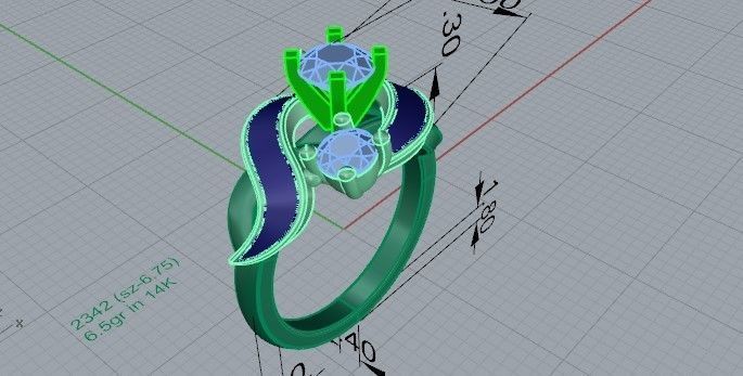 Black and white diamond ring 2342 3D print model 3D print model_5