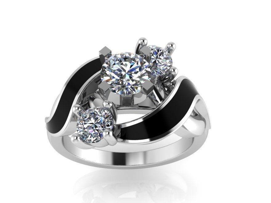 Black and white diamond ring 2342 3D print model 3D print model_2