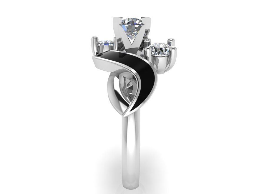 Black and white diamond ring 2342 3D print model 3D print model_3
