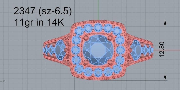 Bypass luxurious diamond ring 2347 3D print model 3D print model_4