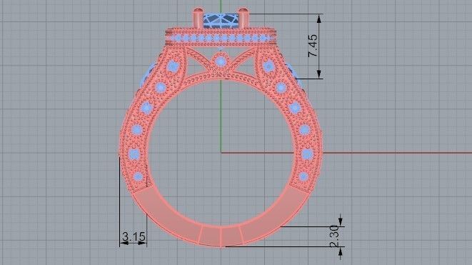 Bypass luxurious diamond ring 2347 3D print model 3D print model_6