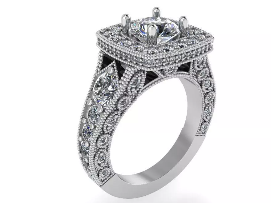 Bypass luxurious diamond ring 2347 3D print model 3D print model_0