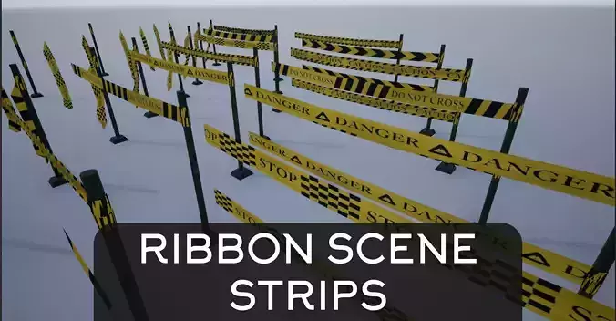 Modular Ribbon Scene Stripes Low-poly 3D model