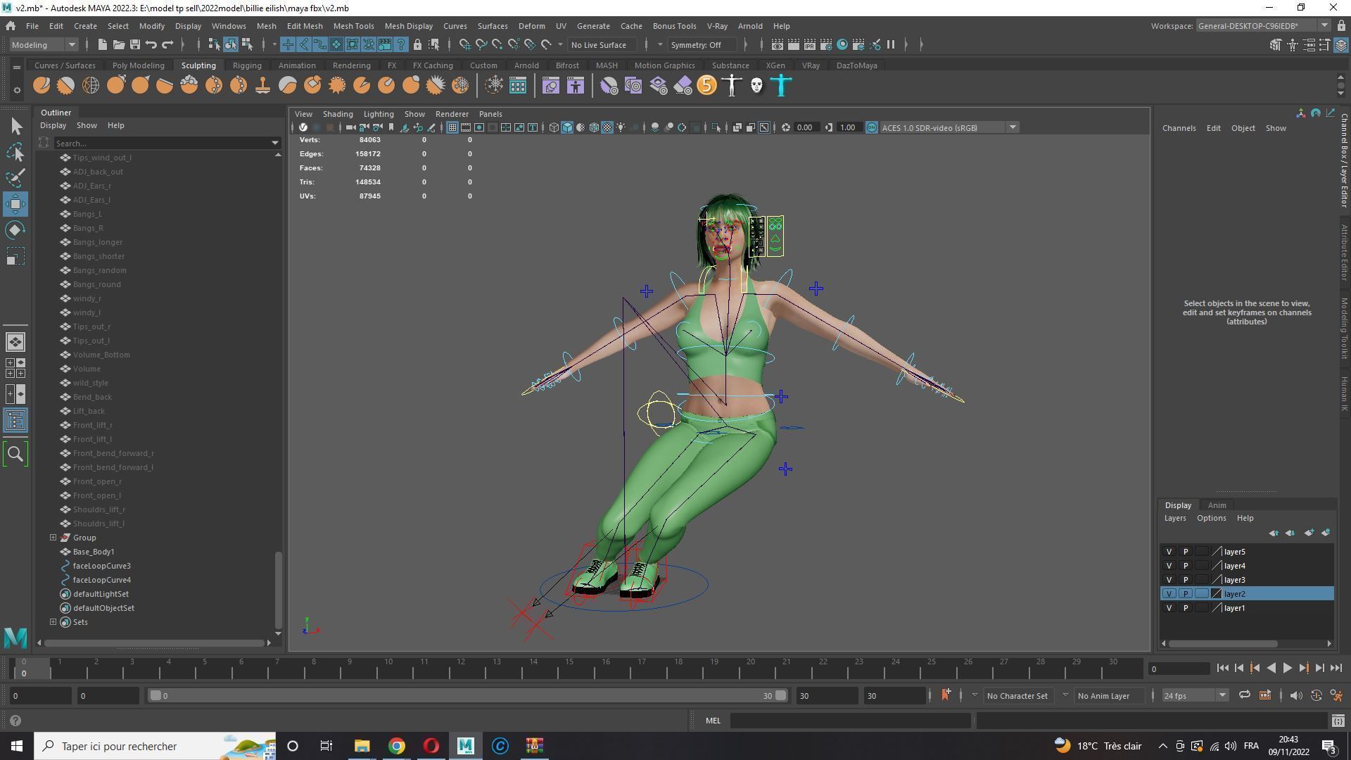 Billie Eilish game ready naked and clothed Low-poly 3D model_30