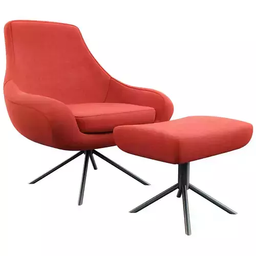 Noomi Swivel Lounge Chair and Noomi Footstool by Softline 3D model