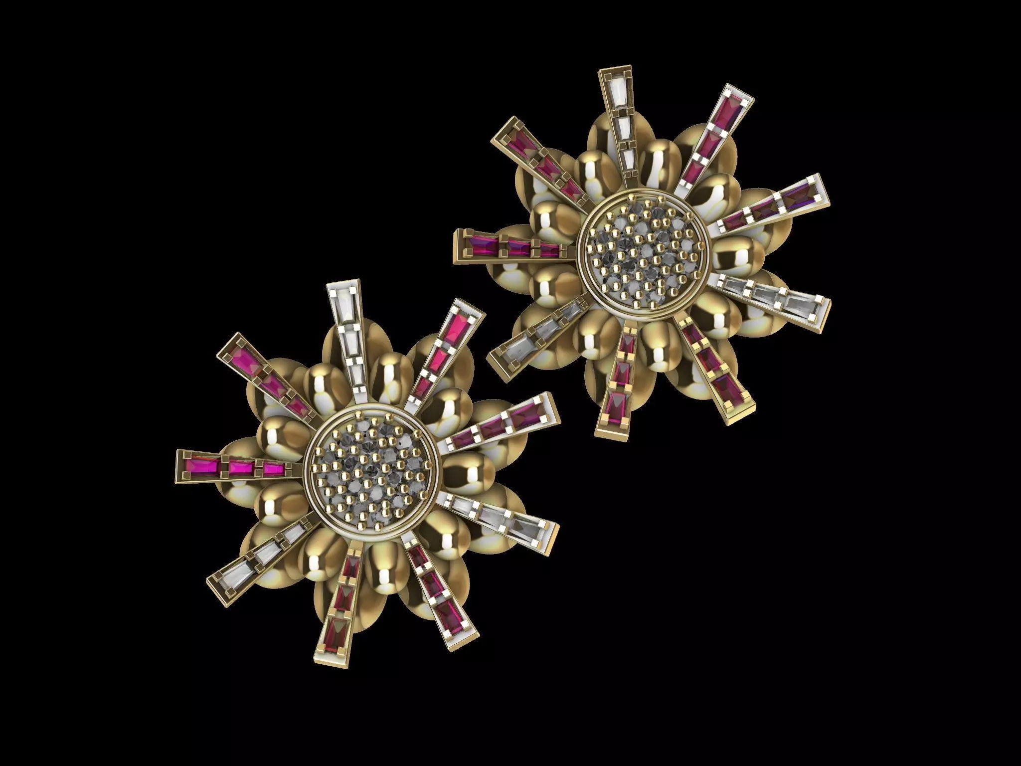 tapered baguette earrings 3D print model_0