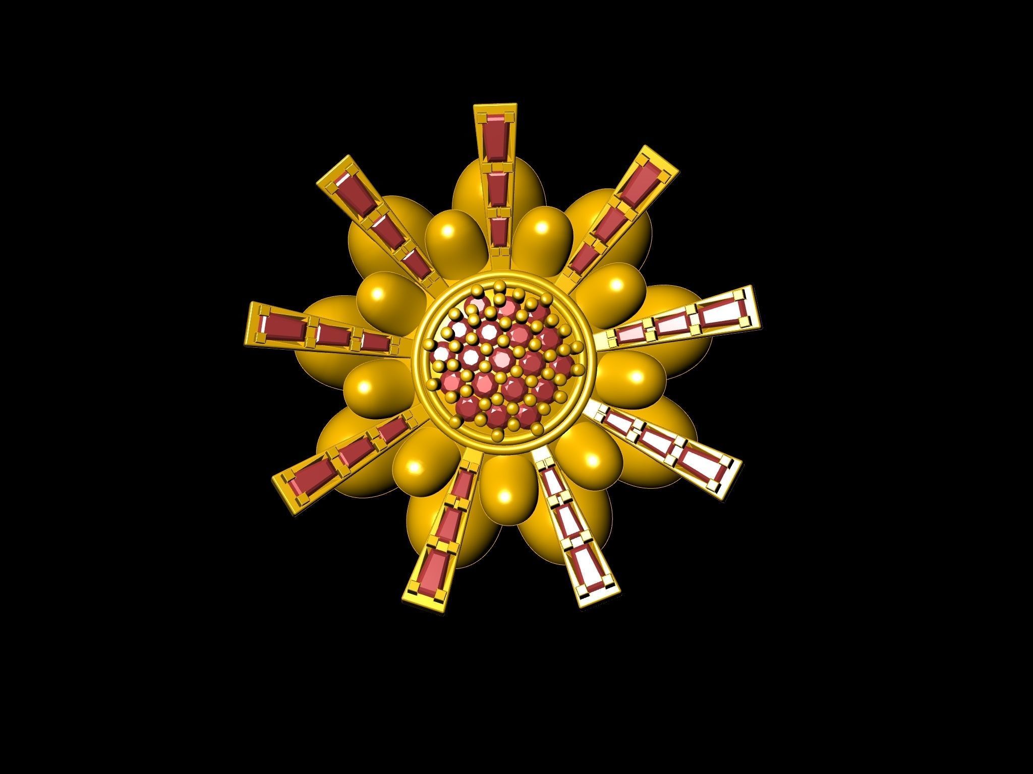 tapered baguette earrings 3D print model_9