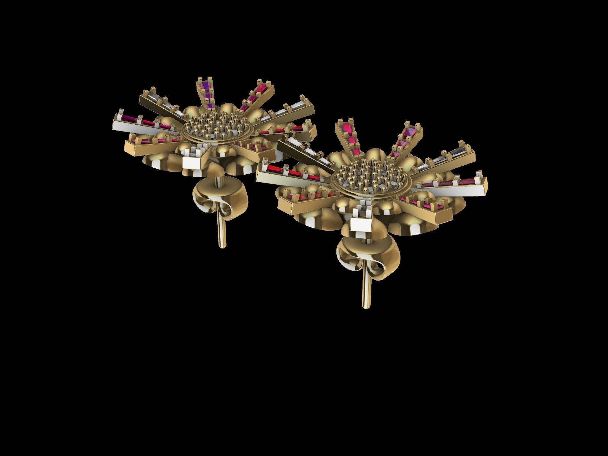 tapered baguette earrings 3D print model_4