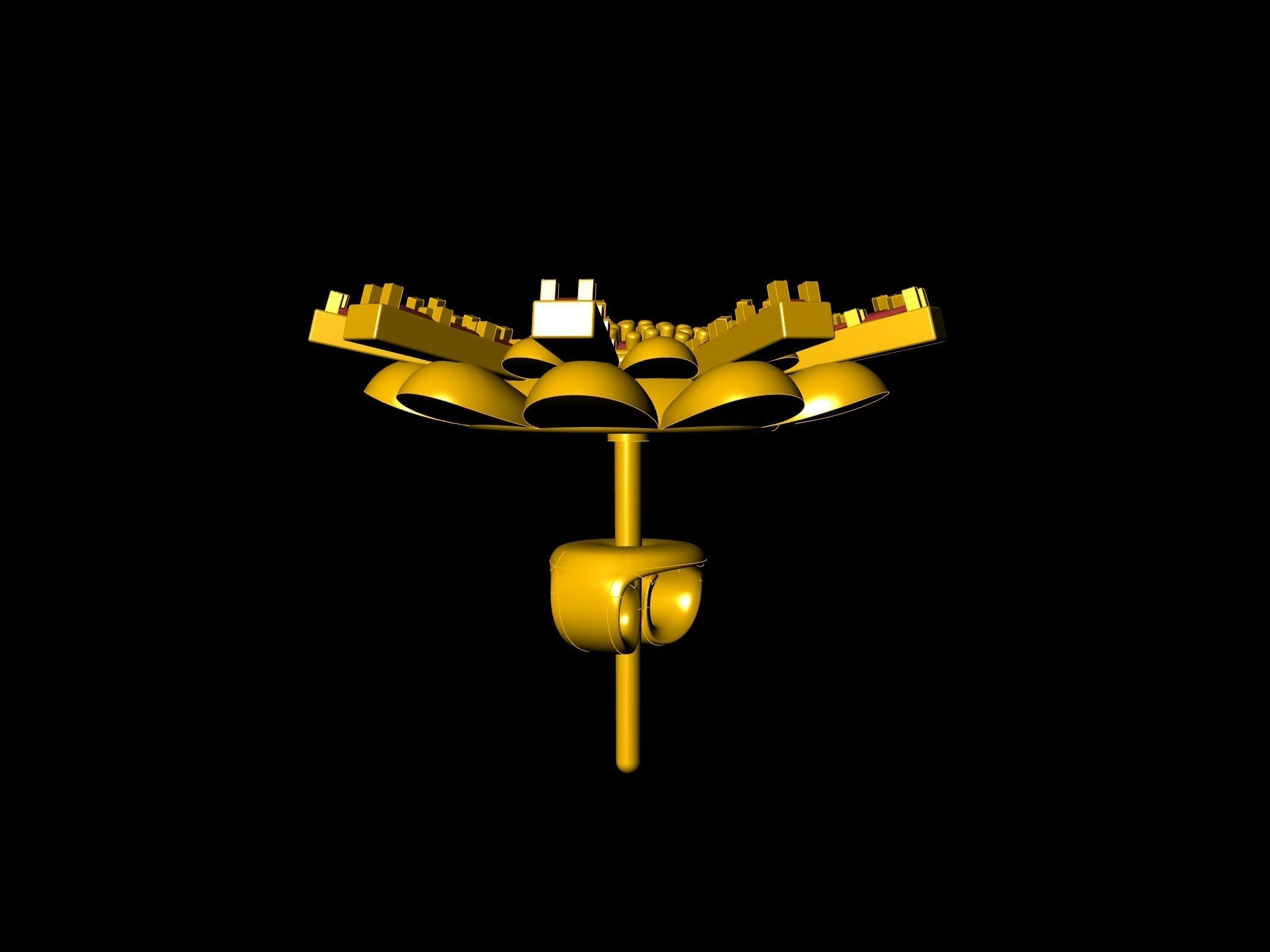 tapered baguette earrings 3D print model_10