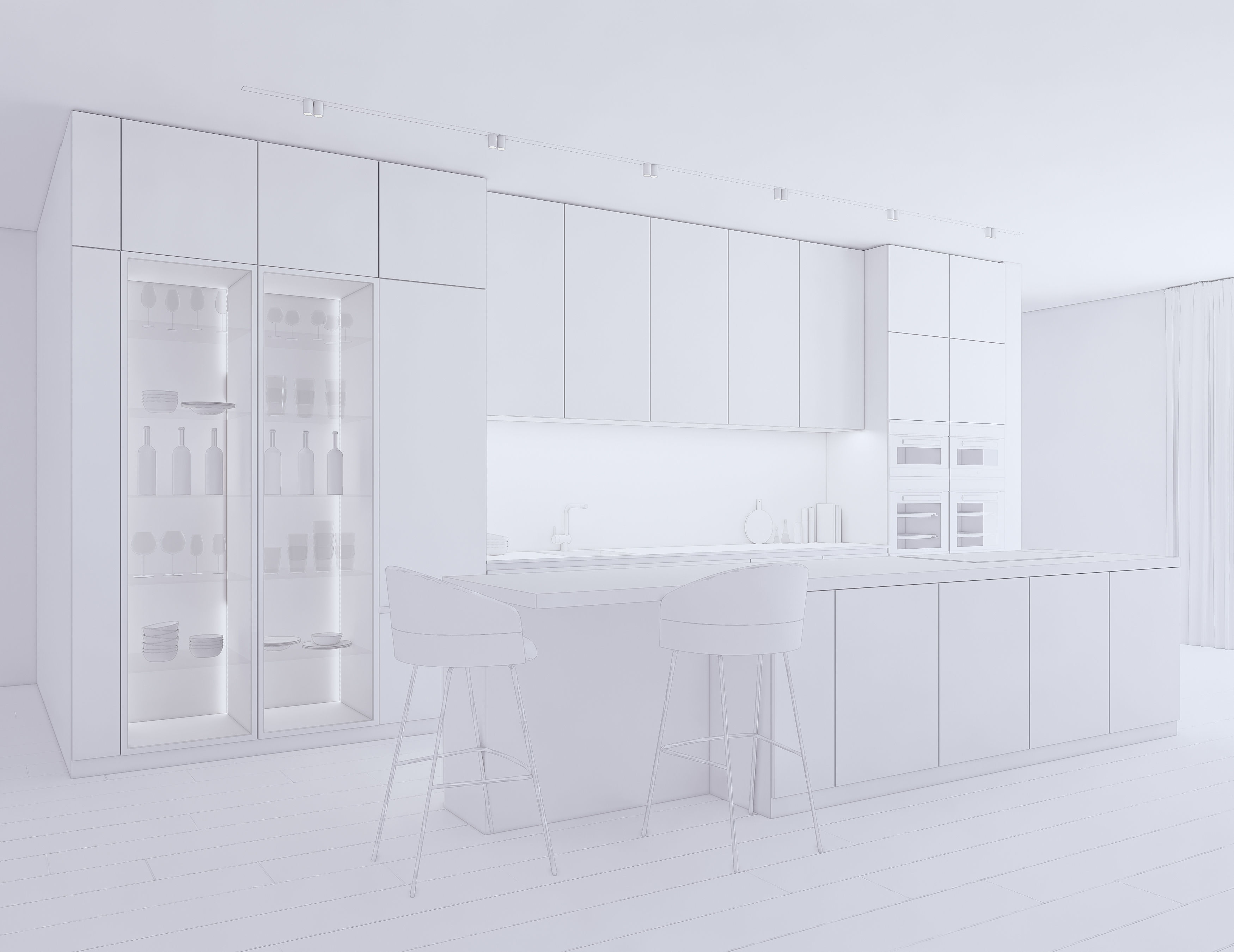 Modern Kitchen Created in Revit 15 Low-poly 3D model_11