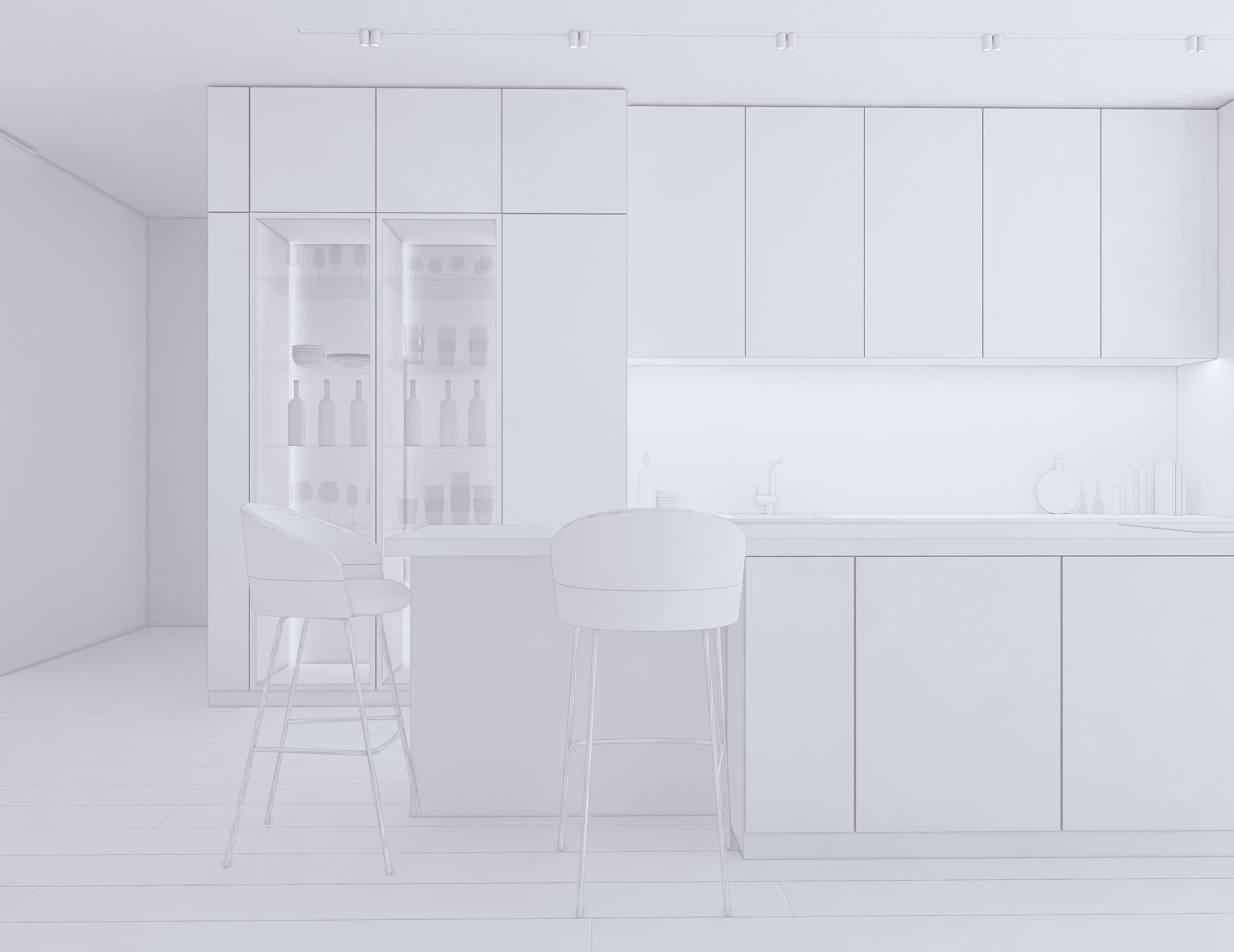 Modern Kitchen Created in Revit 15 Low-poly 3D model_15