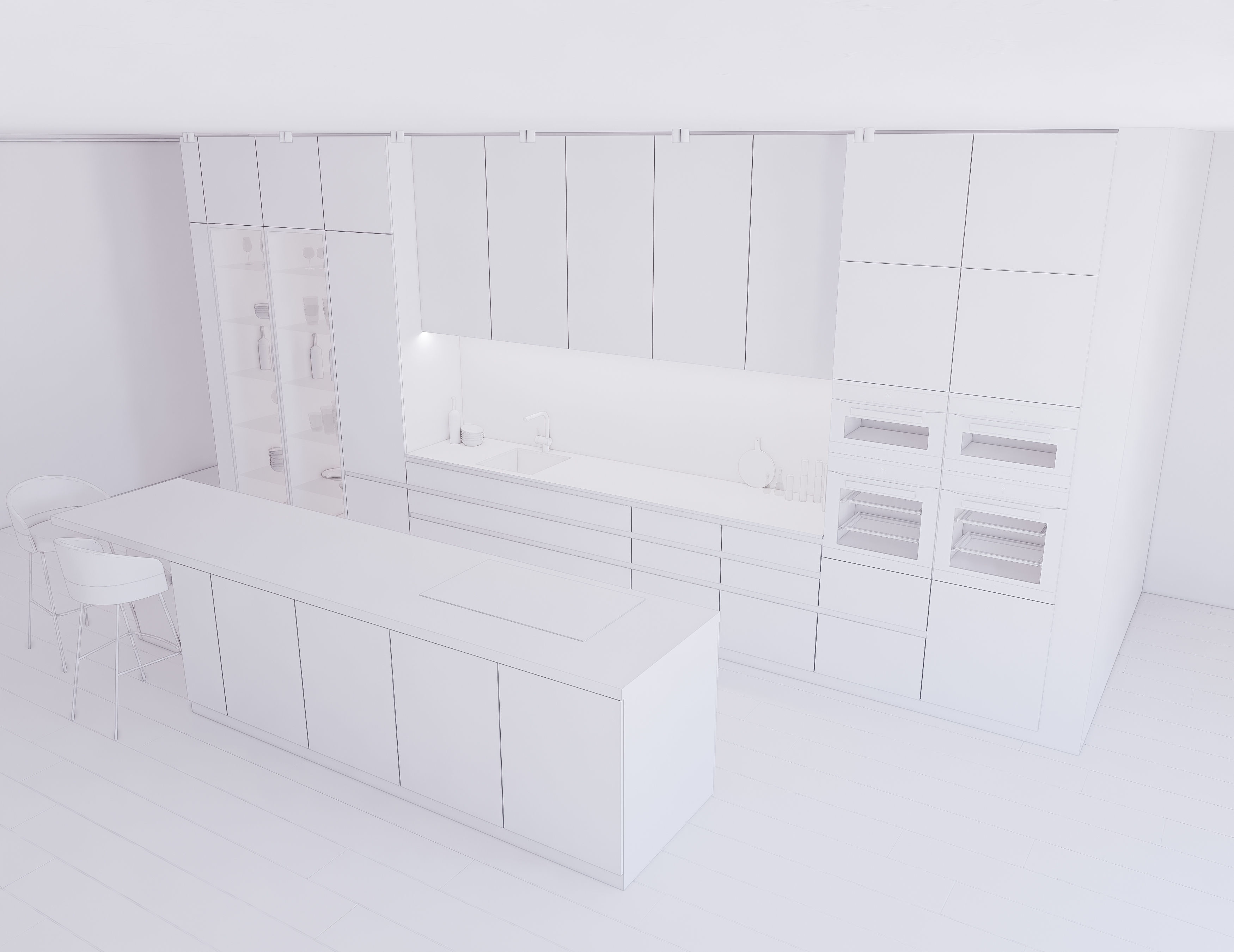 Modern Kitchen Created in Revit 15 Low-poly 3D model_13