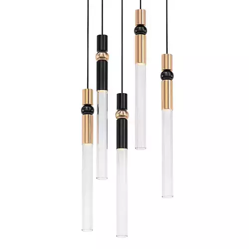 SPREE four pendant lights with gold and tubes