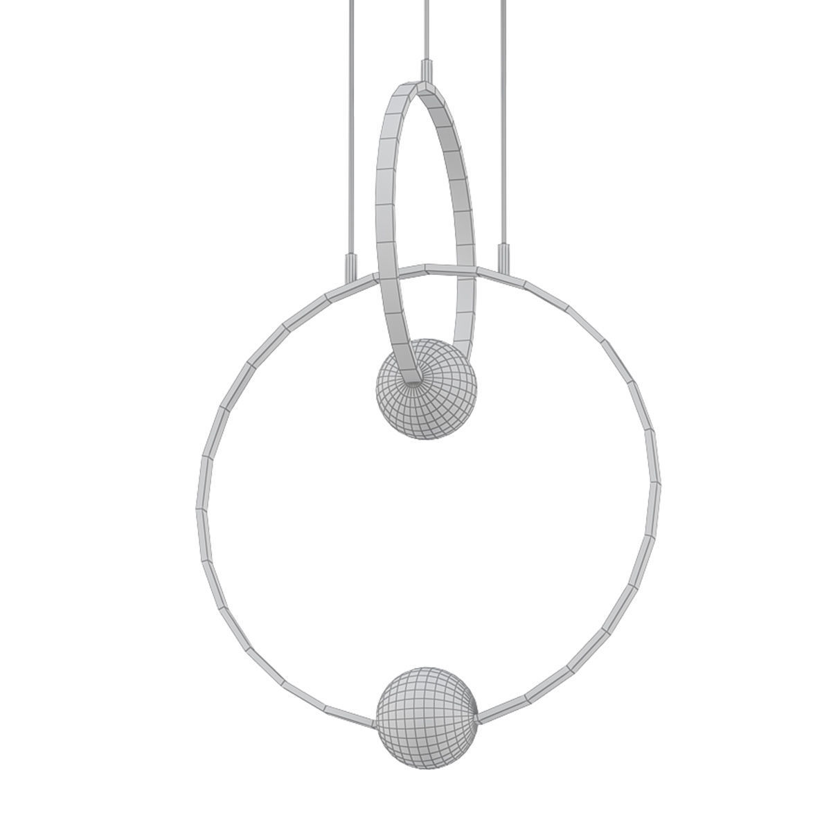 LUANA gold pendant light with two glass balls hanging from it 3D model_4