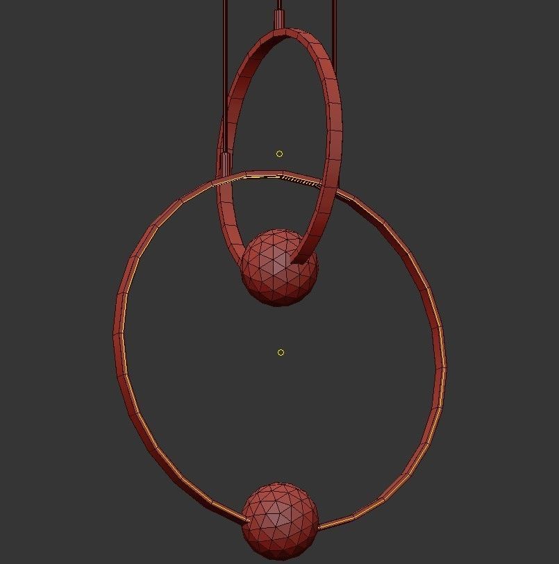 LUANA gold pendant light with two glass balls hanging from it 3D model_2