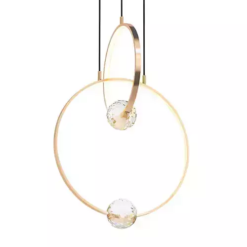 LUANA gold pendant light with two glass balls hanging from it