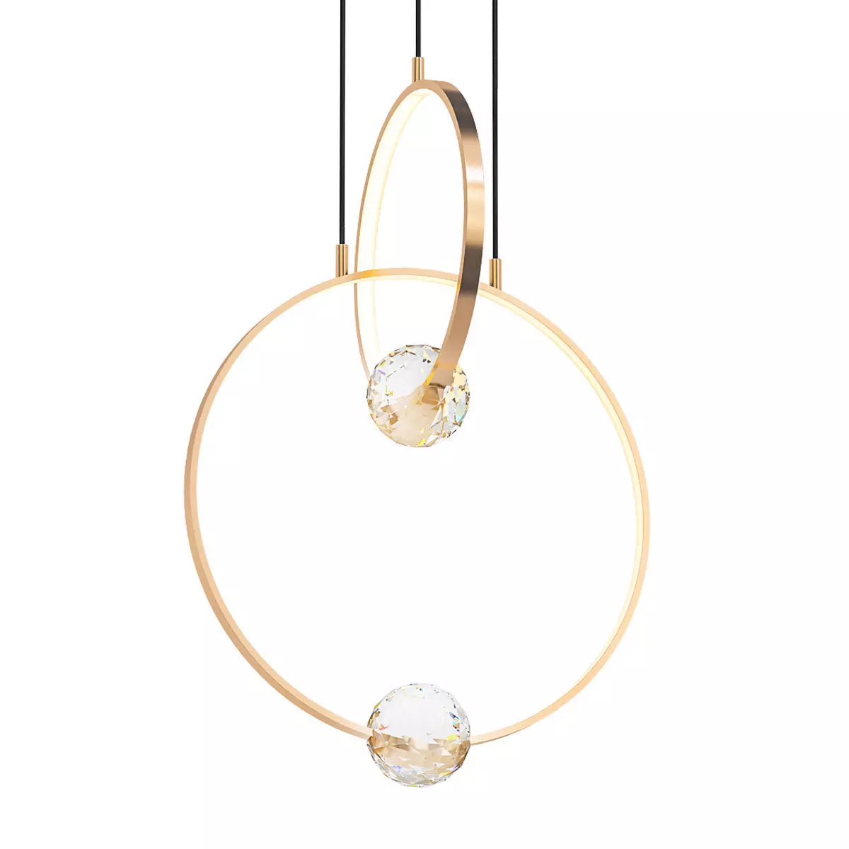LUANA gold pendant light with two glass balls hanging from it 3D model_0