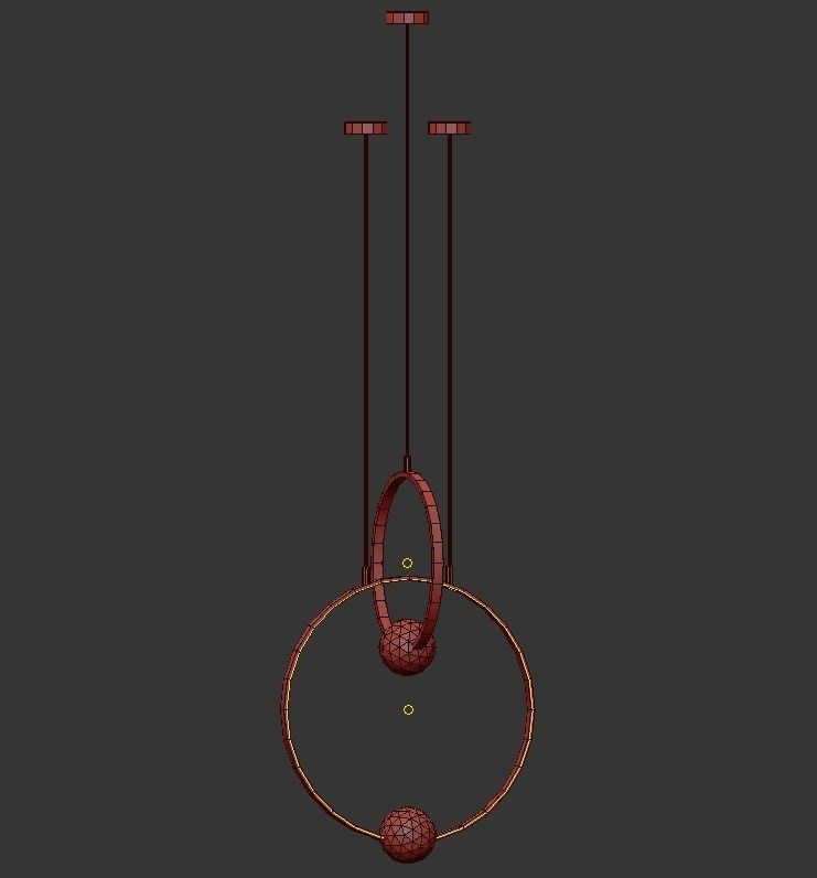LUANA gold pendant light with two glass balls hanging from it 3D model_1