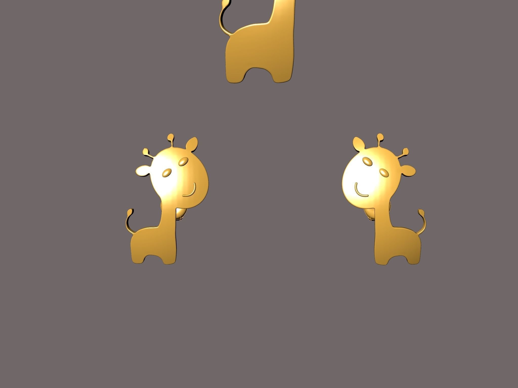 giraffe earrings and pendant SET 3D print model_7