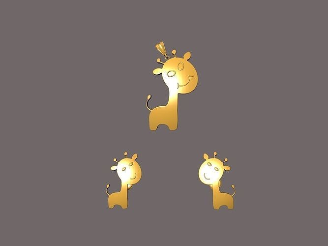 giraffe earrings and pendant SET 3D print model