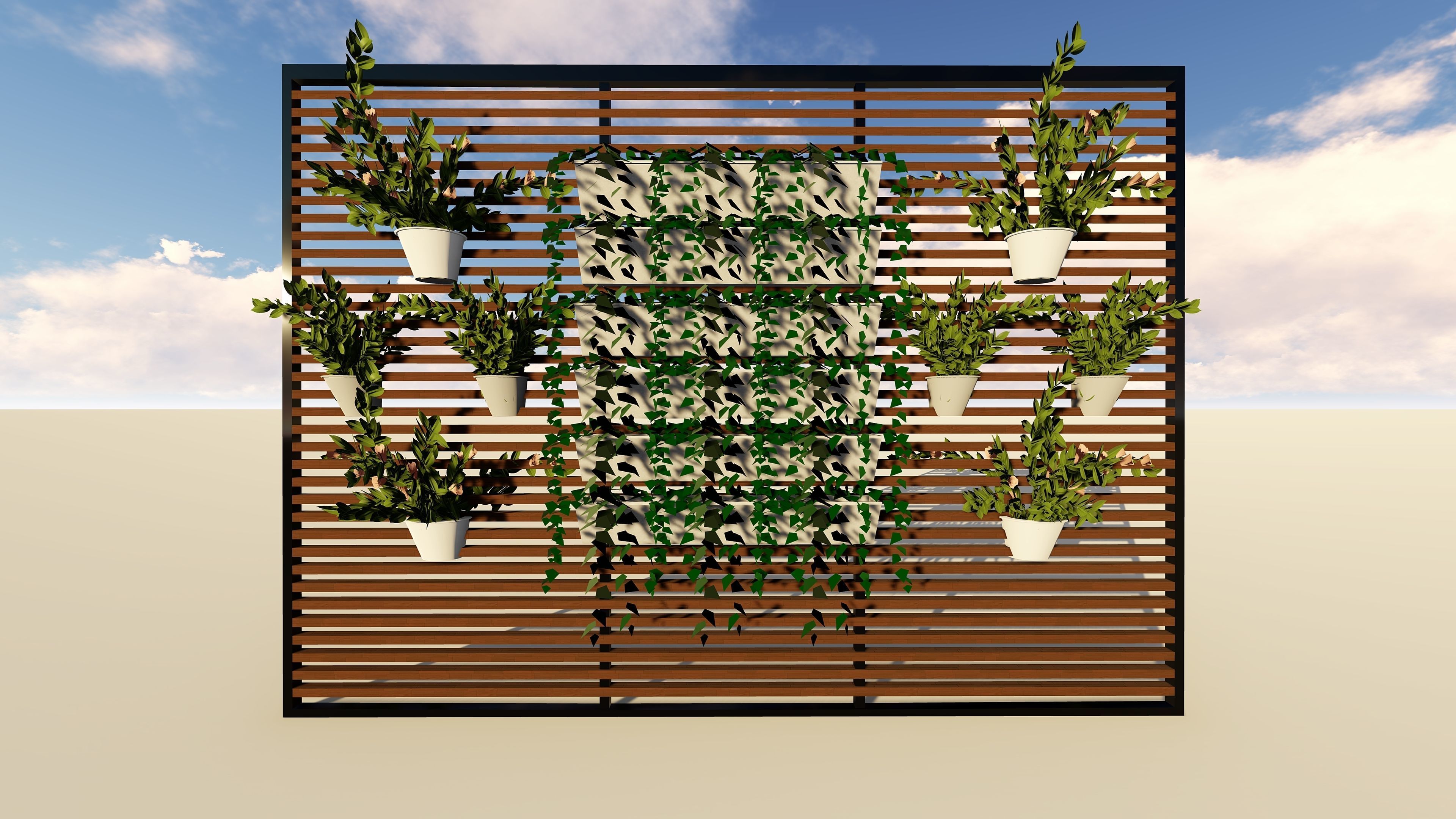 GREEN LOUVER WALL 3D model_1