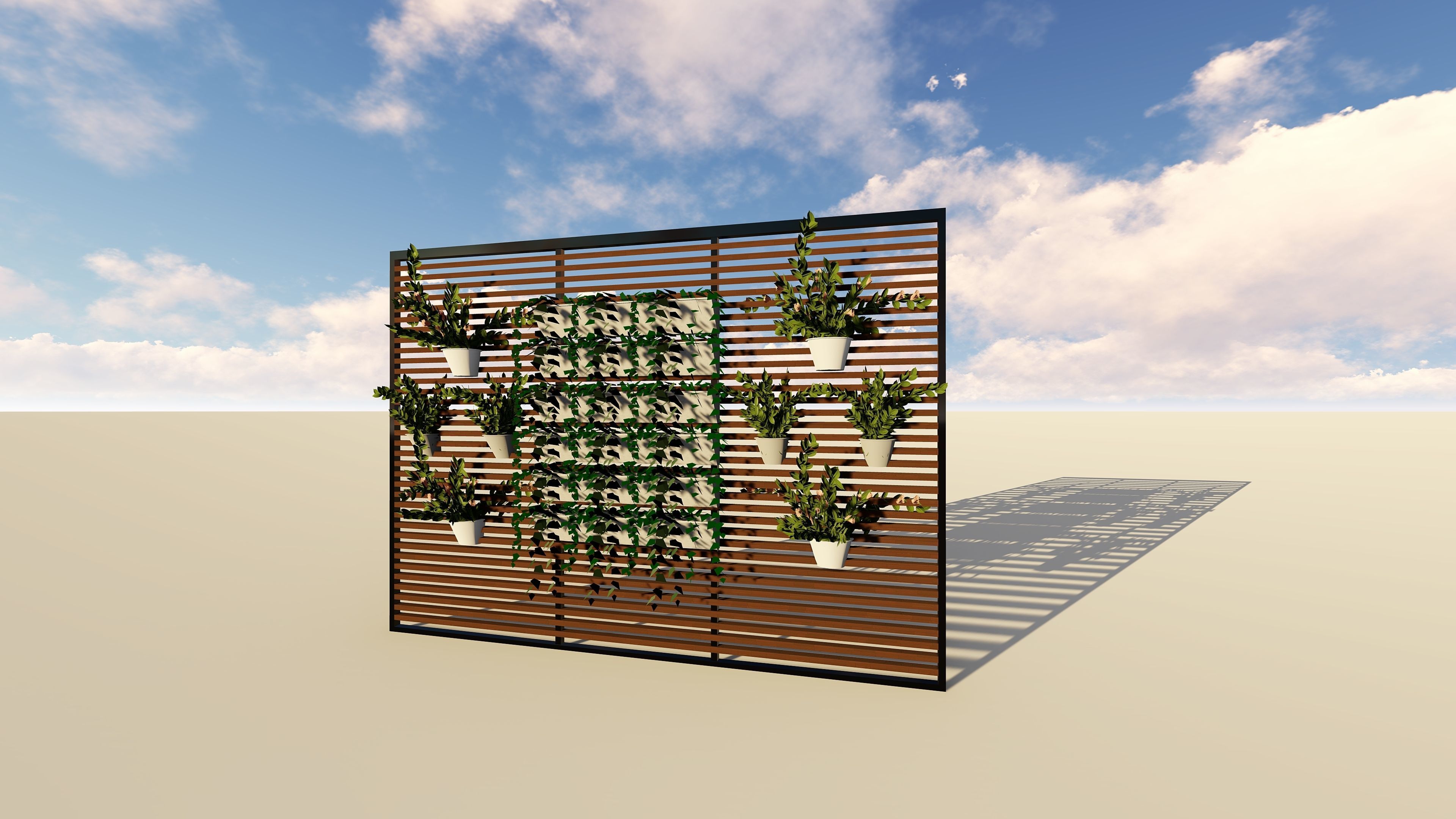 GREEN LOUVER WALL 3D model_4