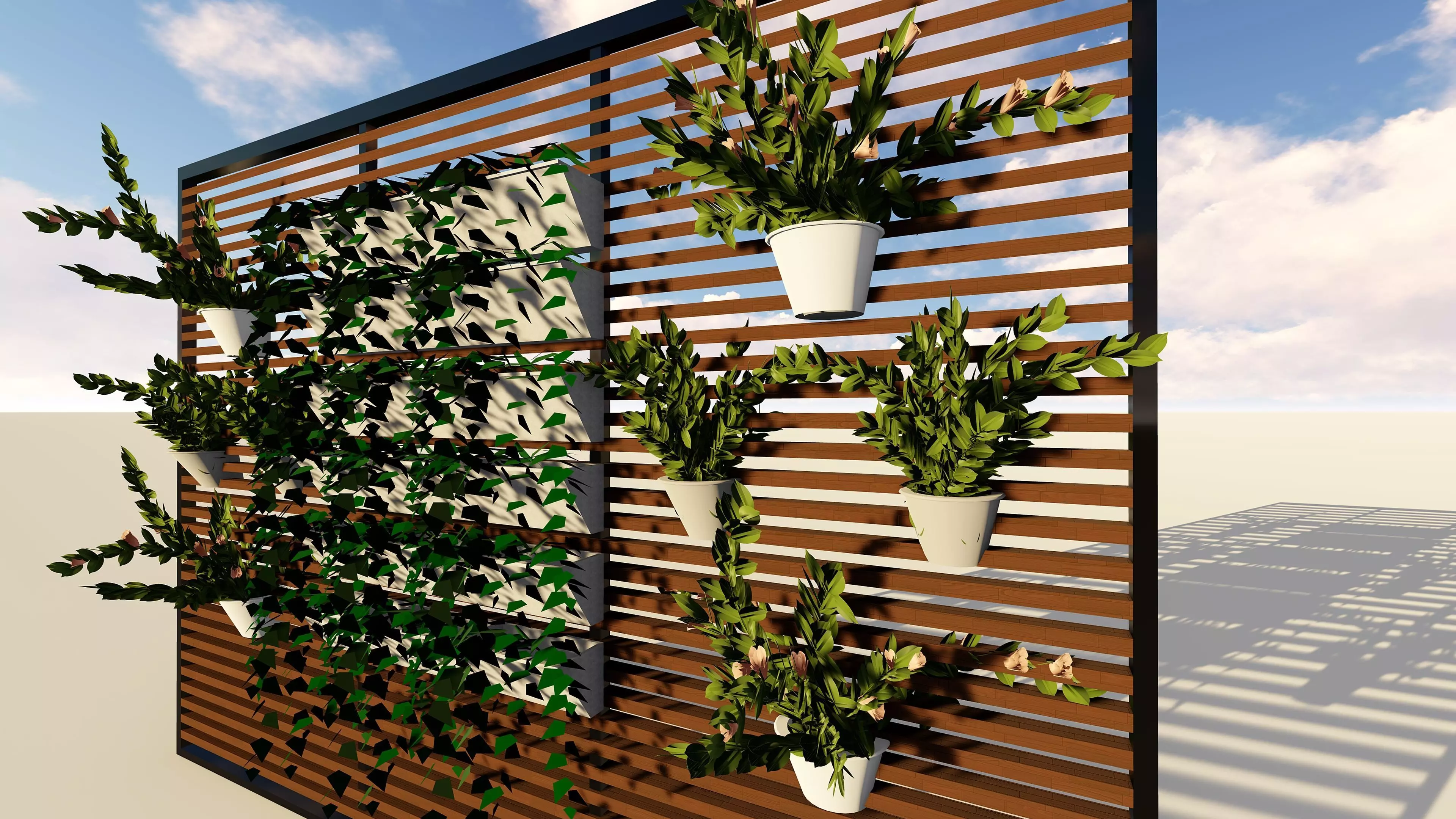 GREEN LOUVER WALL 3D model_0
