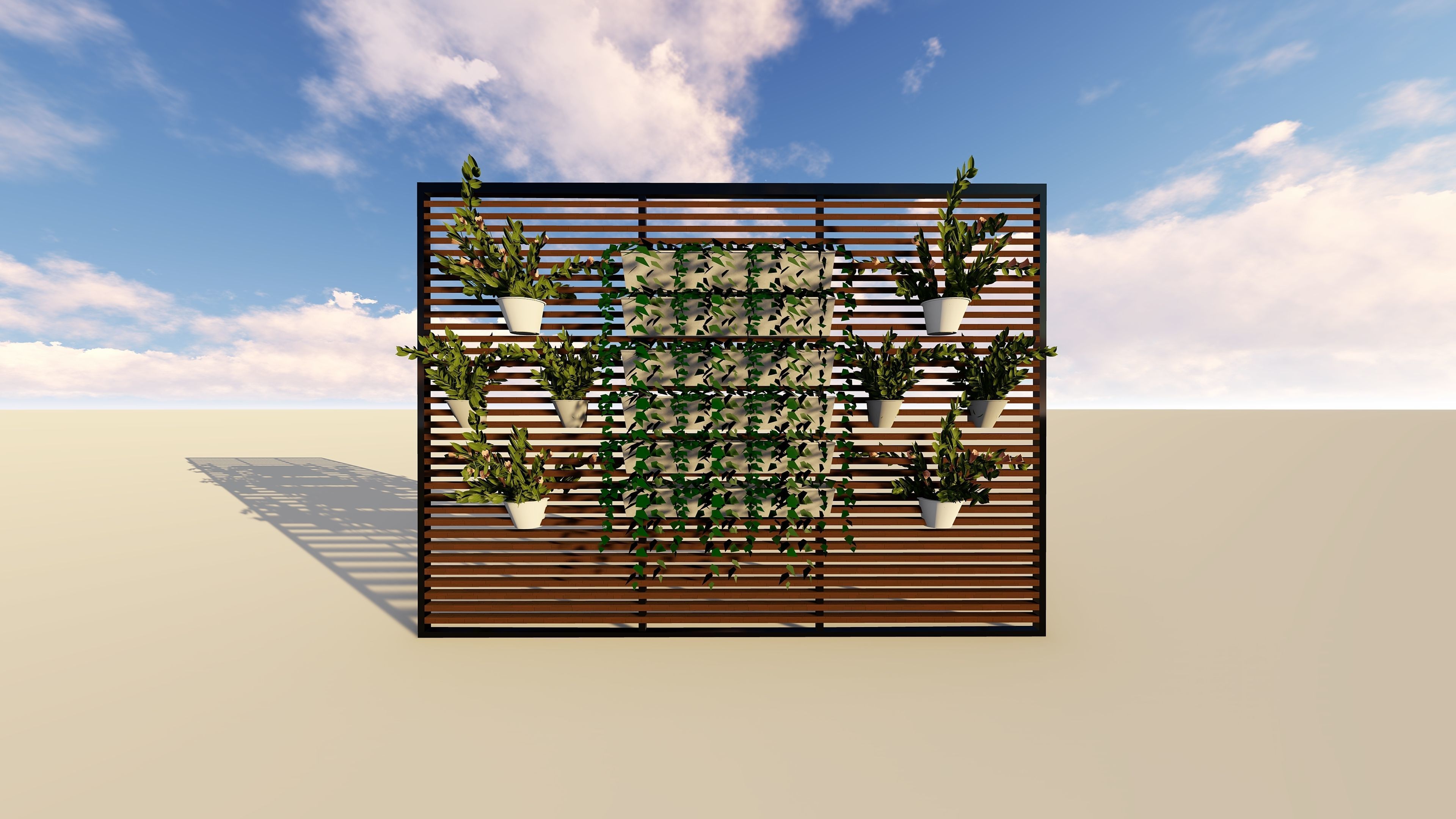 GREEN LOUVER WALL 3D model_2