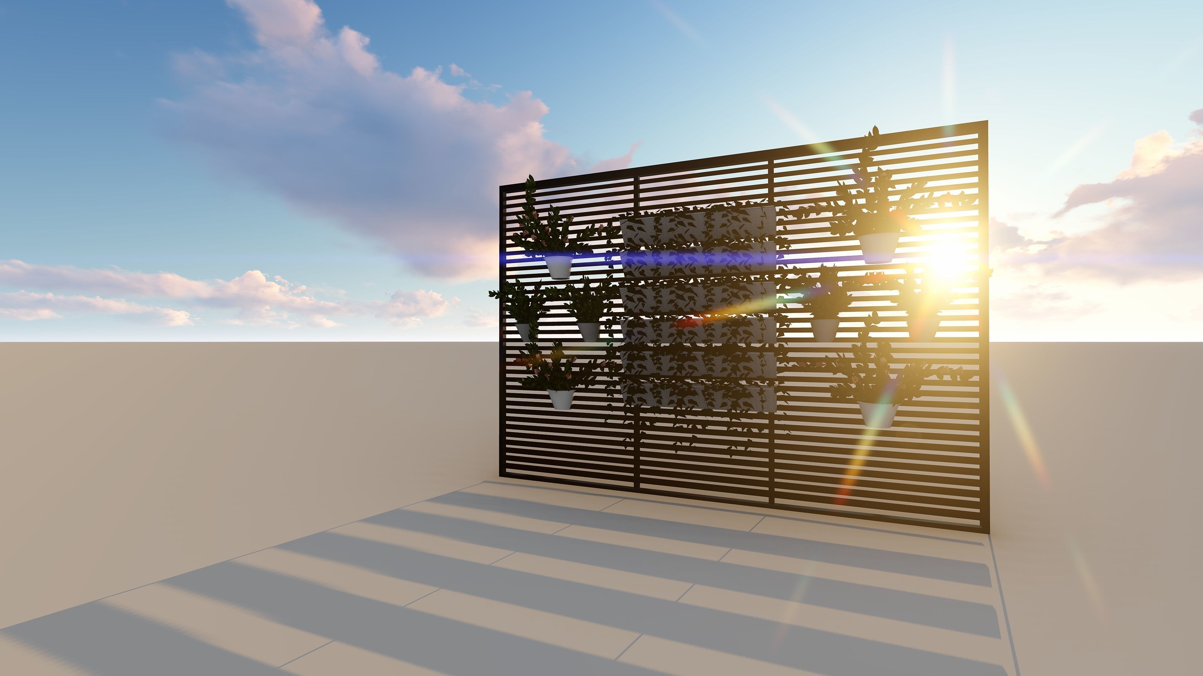 GREEN LOUVER WALL 3D model_3