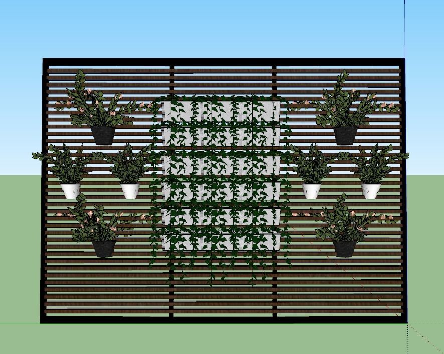 GREEN LOUVER WALL 3D model_8