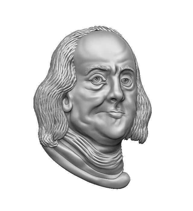 Benjamin Franklin relief 3D print model_2