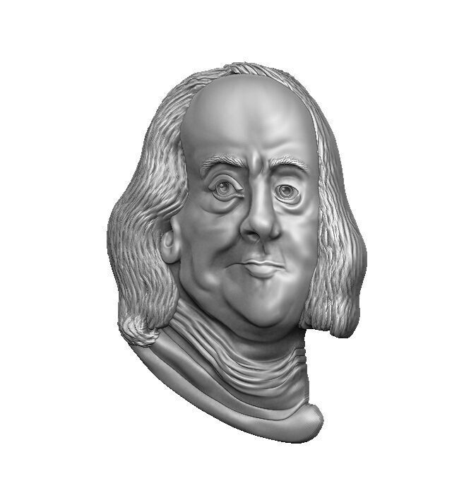 Benjamin Franklin relief 3D print model_7