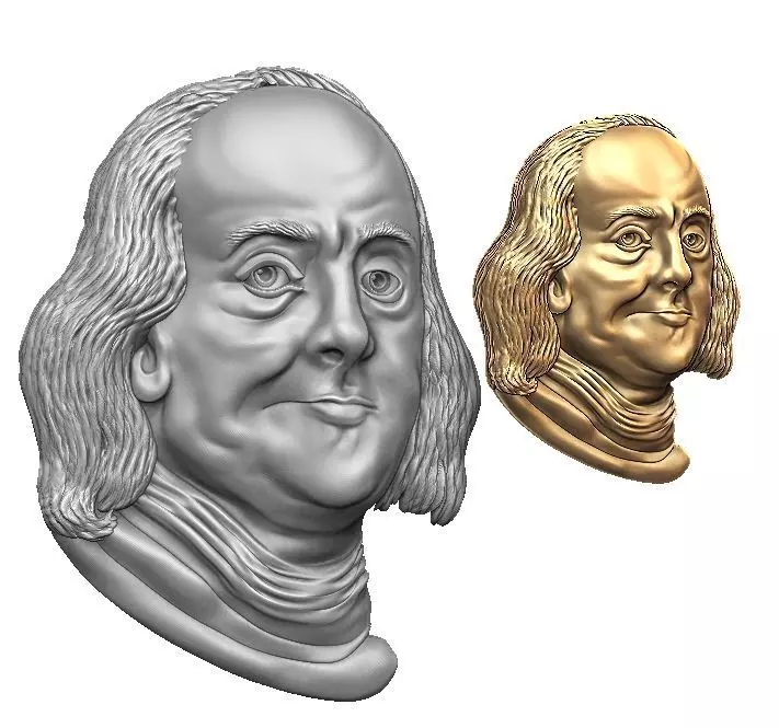 Benjamin Franklin relief 3D print model_0