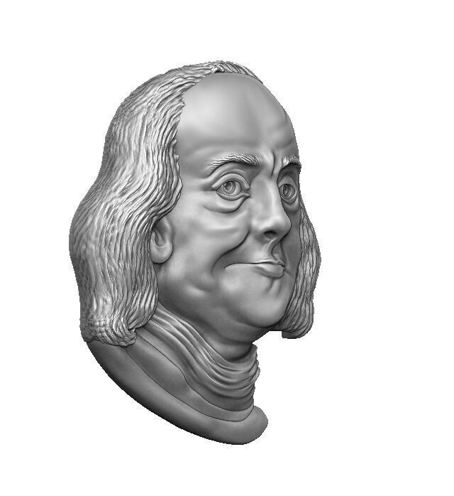 Benjamin Franklin relief 3D print model_3