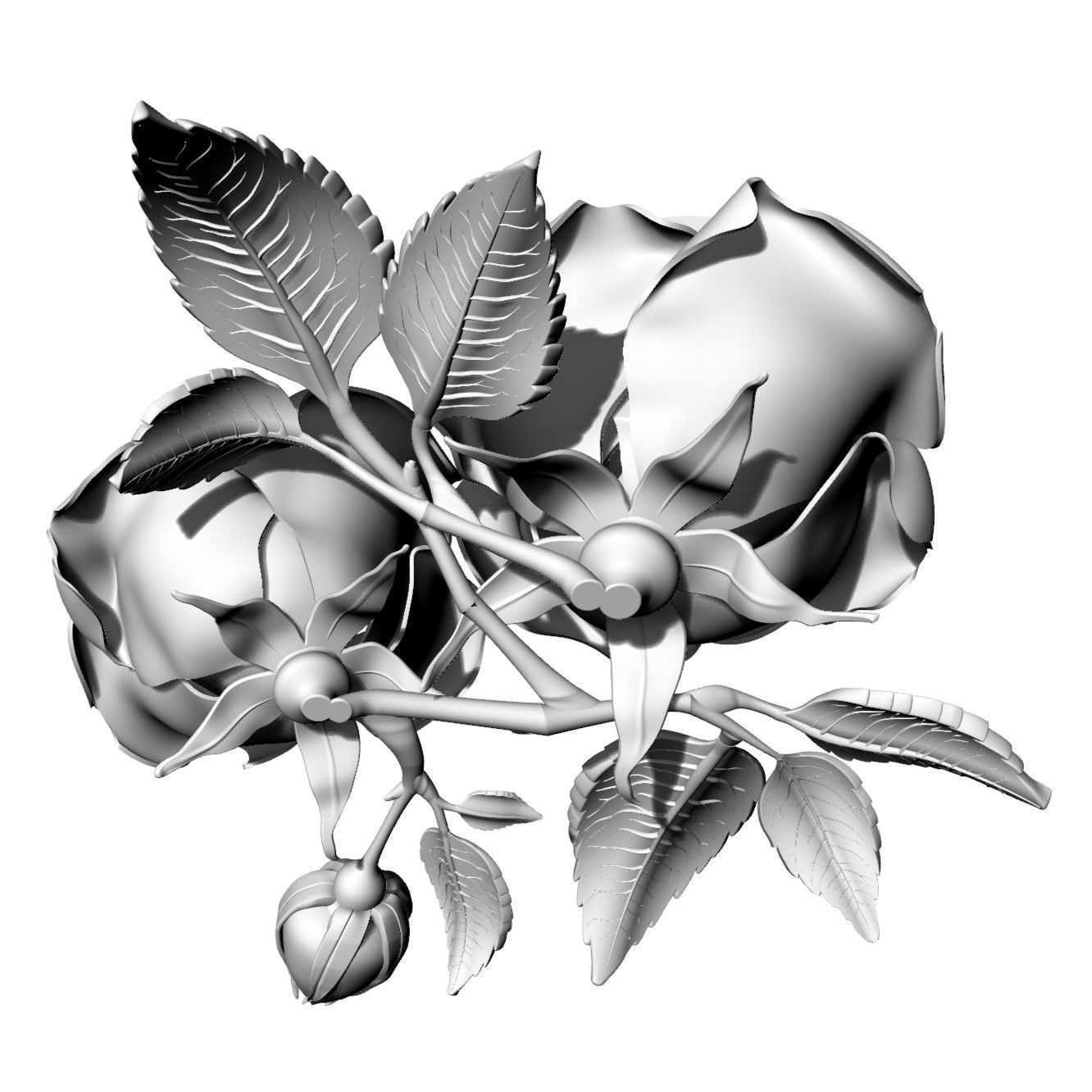 Rose Bush 3D model_2