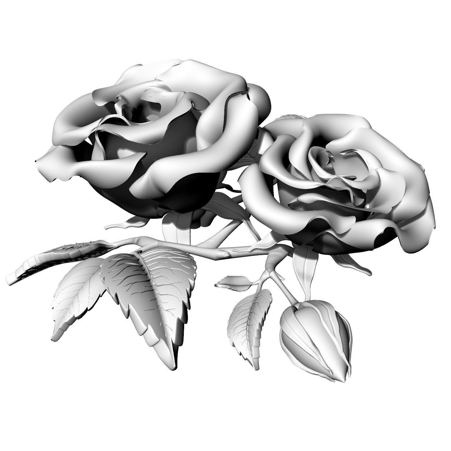 Rose Bush 3D model_1