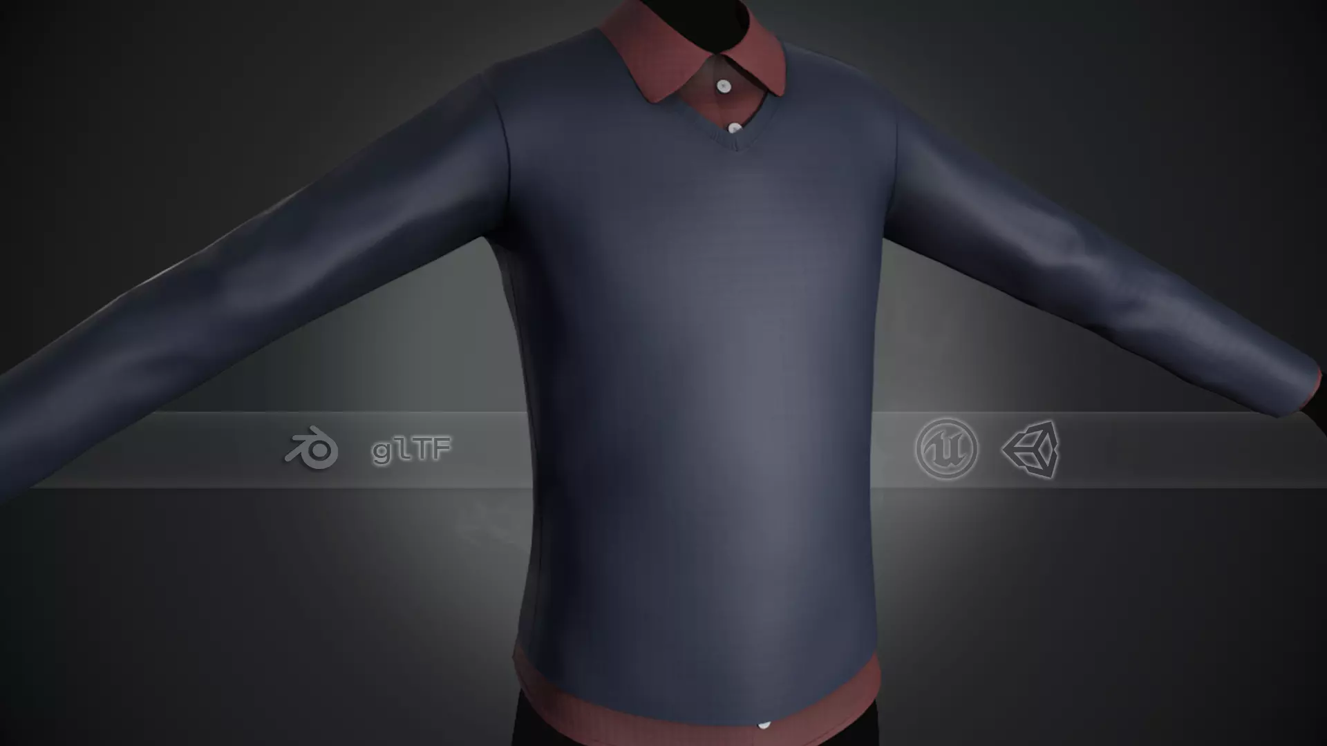 Sweater With a Shirt Style 6 Low-poly 3D model