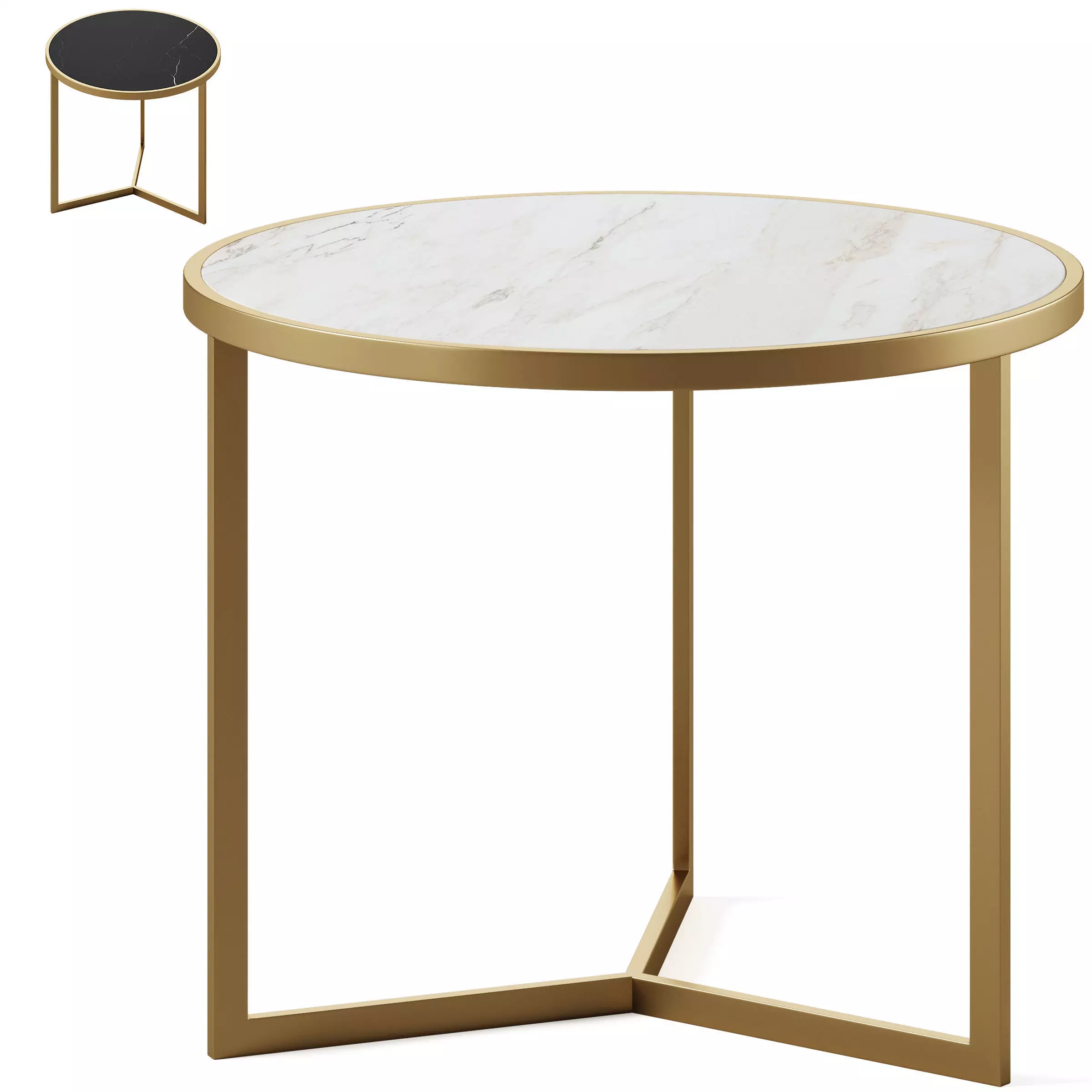 Coffee table with marble by GLASAR 3D model_0